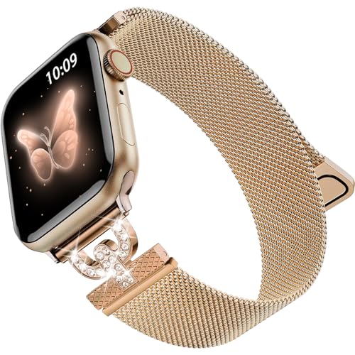 LanQii Metall Armband Kompatibel mit Apple Watch Series 10 42 mm/9/8/7 41 mm/Watch SE 2/1 40 mm, Edelstahl Magnetisch Ersatzarmband für Apple Watch Series 6/5/4 40 mm/3/2/1 38 mm, Roségold LanQii Metall Armband Kompatibel mit Apple Watch Series 10 42 mm/9/8/7 41 mm/Watch SE 2/1 40 mm, Edelstahl Magnetisch Ersatzarmband für Apple Watch Series 6/5/4 40 mm/3/2/1 38 mm, Roségold von LanQii