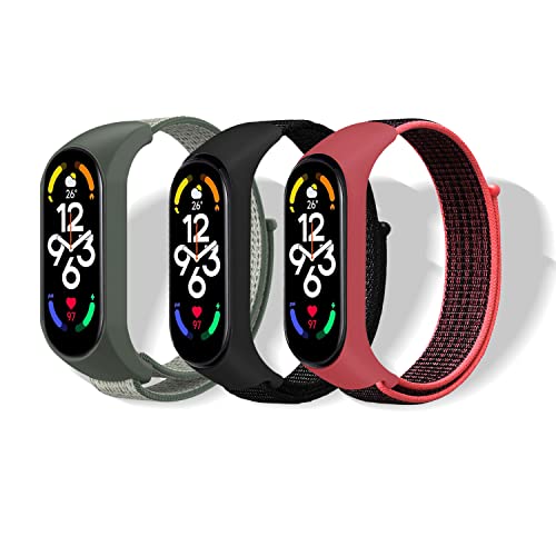 LanQii Nylon Armband für Xiaomi Mi Band 8/Band 7/Band 6/Band 5/Band 4/Band 3 Smartwatch Uhrenarmband, Solo Loop Sport Ersatzarmband für Xiaomi Smart Band 8/7/6/5/4/3 - Schwarz/Rot+Schwarz/Grün LanQii Nylon Armband für Xiaomi Mi Band 8/Band 7/Band 6/Band 5/Band 4/Band 3 Smartwatch Uhrenarmband, Solo Loop Sport Ersatzarmband für Xiaomi Smart Band 8/7/6/5/4/3 - Schwarz/Rot+Schwarz/Grün von LanQii