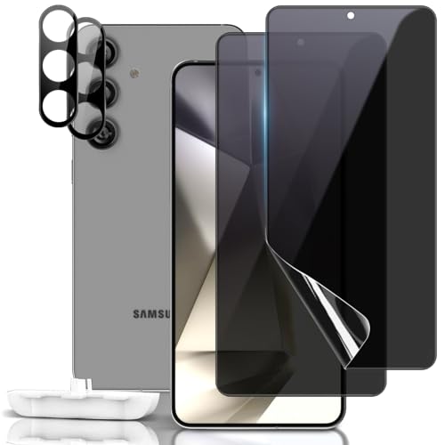 LanQii Privacy Schutzfolie Kompatibel mit Samsung Galaxy S24 5G, [2+2 Stück] TPU Anti-Spy Displayschutzfolie + Kameraschutz Panzerfolie [Blasenfreie] [Positionierhilfe] für Samsung Galaxy S24 5G von LanQii