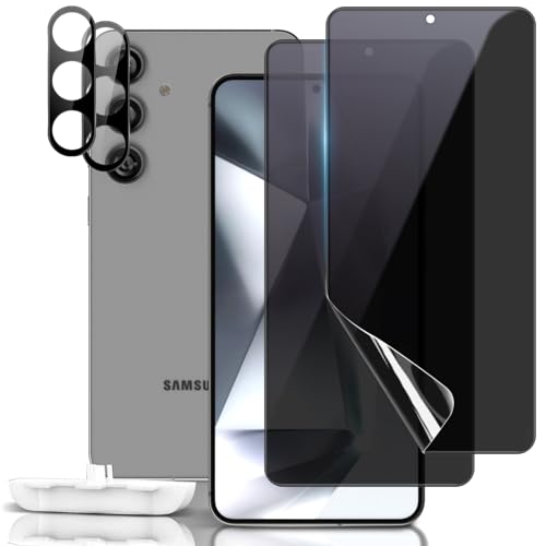 LanQii Privacy Schutzfolie Kompatibel mit Samsung Galaxy S24 Plus 5G, [2+2 Stück] TPU Anti-Spy Displayschutzfolie + Kameraschutz Panzerfolie [Blasenfreie] [Positionierhilfe] für Samsung Galaxy S24+ 5G von LanQii