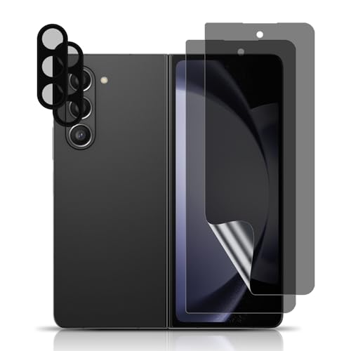 LanQii Privacy Schutzfolie Kompatibel mit Samsung Galaxy Z Fold 5 5G, [2+2 Stück] TPU Anti-Spy Displayschutzfolie + Kameraschutz Panzerfolie Blasenfreie für Samsung Galaxy Z Fold 5 5G von LanQii