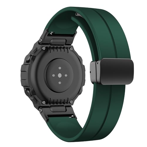 LanQii Silikon Armband Kompatibel mit Amazfit T-Rex/Amazfit T-Rex Pro, Weiches Sport Ersatzarmband Magnetverschluss Uhrenarmbänder Herren Damen für Amazfit T-Rex/Amazfit T-Rex Pro -Grün von LanQii