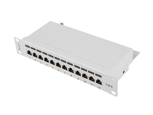 LANBERG Patch Panel 10", 12 Ports 1U, CAT.6, Grau von Lanberg