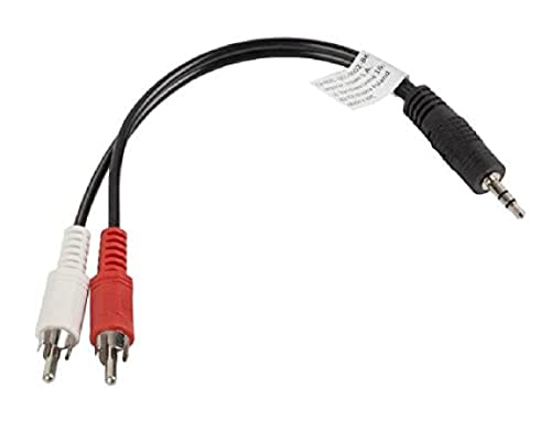 Lanberg CA-MJRC-10CC-0002-BK Klinkenstecker auf 2X RCA Stecker Stereo-Audiokabel, 0,2m schwarz von Lanberg