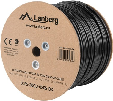 Lanberg LCF5-30CU-0305-BK Netzwerkkabel Schwarz 305 m Cat5e F/UTP (FTP) (LCF5-30CU-0305-BK) von Lanberg