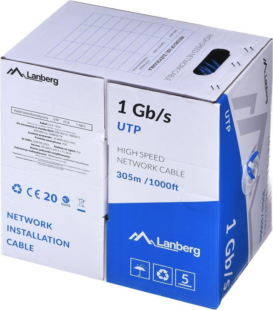 Lanberg LCU6-10CC-0305-B Netzwerkkabel Blau 305 m U/UTP (UTP) (LCU6-10CC-0305-B) von Lanberg