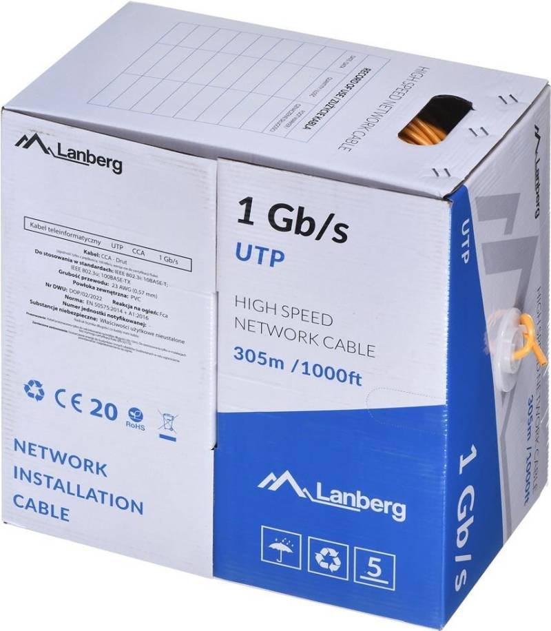 Lanberg LCU6-10CC-0305-O Netzwerkkabel Orange 305 m U/UTP (UTP) (LCU6-10CC-0305-O) von Lanberg