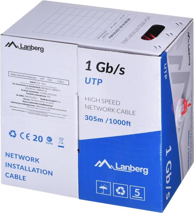 Lanberg LCU6-10CC-0305-R Netzwerkkabel Rot 305 m U/UTP (UTP) (LCU6-10CC-0305-R) von Lanberg