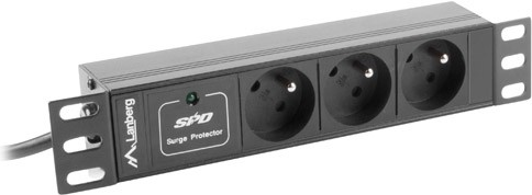 Lanberg PDU-03E-0200-BK Stromverteilereinheit (PDU) 3 AC-Ausgänge 1U Schwarz (PDU-03E-0200-BK) von Lanberg