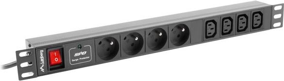Lanberg PDU-04E04I-0200-IEC-BK Stromverteilereinheit (PDU) 4 AC-Ausgänge 1U Schwarz (PDU-04E04I-0200-IEC-BK) von Lanberg
