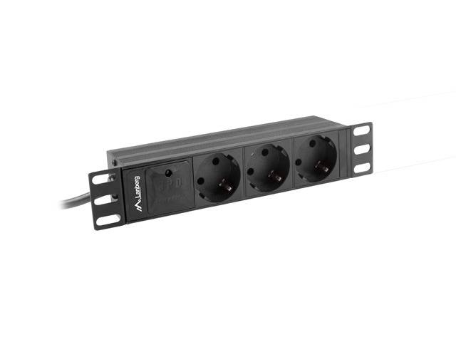 Lanberg PDU Steckdosenleiste 10 1U 3x Schuko C14 2m schw. von Lanberg