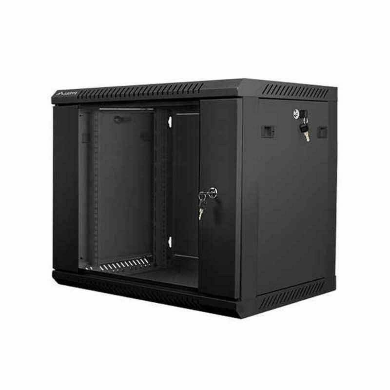 Lanberg Rack Wandschrank 19 9U/600X450 Glastür schwarz von Lanberg