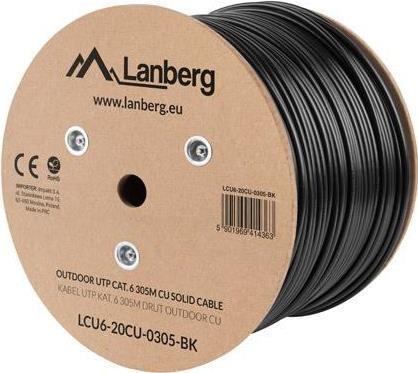 Lanberg Verlegekabel Outdoor Cat. 6 UTP 305m Kupfer schwarz (LCU6-21CU-0305-BK) von Lanberg
