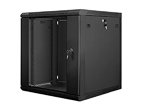 Lanberg Wall-Mounted Installation Rack Cabinet 19'' 12U 600x600mm Black (Glass Door) von Lanberg