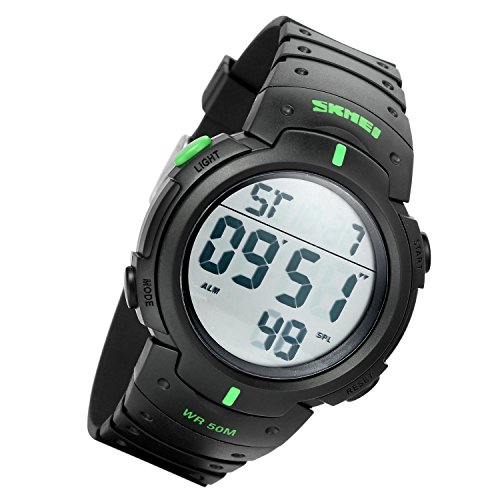 Lancardo Kinder Armbanduhr, 50M wasserdicht Studenten Sport LED Digital Quarz Uhr mit Datum/Alarm Stoppuhr/LED, grün (2 Stück) von Lancardo