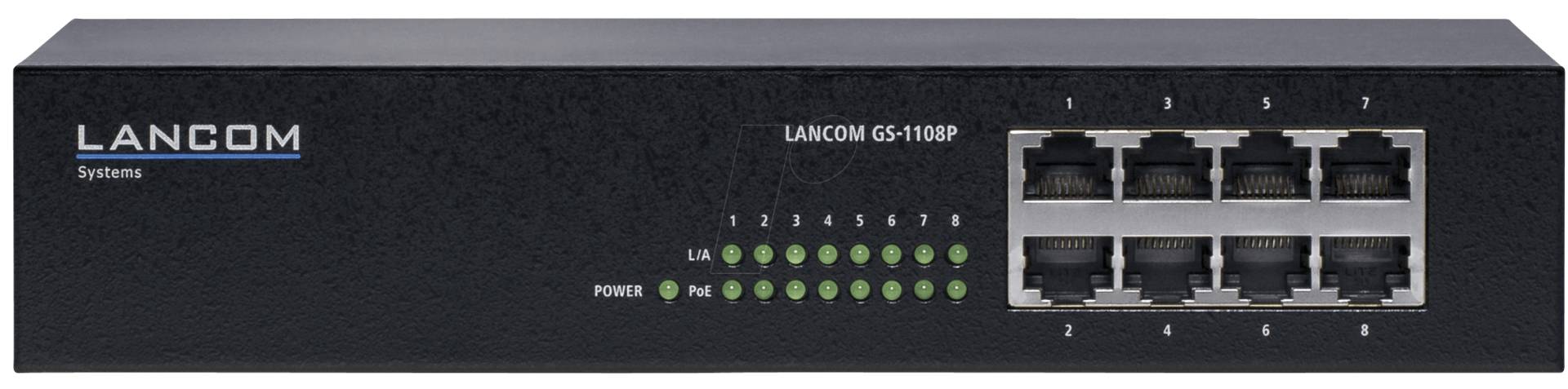 LANCOM GS-1108P - Switch, 8-Port, Gigabit Ethernet, PoE von Lancom