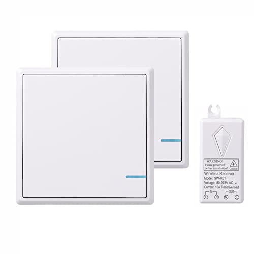 Lancoon Drahtlose Lichtschalter-Kit, Kein Wifi BenöTigt 30M Rf Lange Reichweite DIY Für Zu Hause Deckenleuchten Lampen Led Im Innen-AußEnbereich (2 Schalter Und 1 Empfänger) von Lancoon