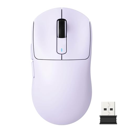 Lancoon Gaming-Maus mit Kabellose 26000 DPI PAW3395 Sensor 200Hrs Lange Batterielebensdauer Leichtem Tri-Mode 5 Programmierbare Tasten für Büro PC Laptop Computer (Lila) von Lancoon