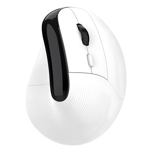 Lancoon Kabellose Gaming Maus mit Vertikalem 2.4G Dual-Mode 5 Einstellbare DPI Wiederaufladbar Leise klick Ergonomisches Design 6 Programmierbare Tasten für PC Laptop Büro (Weiß) von Lancoon