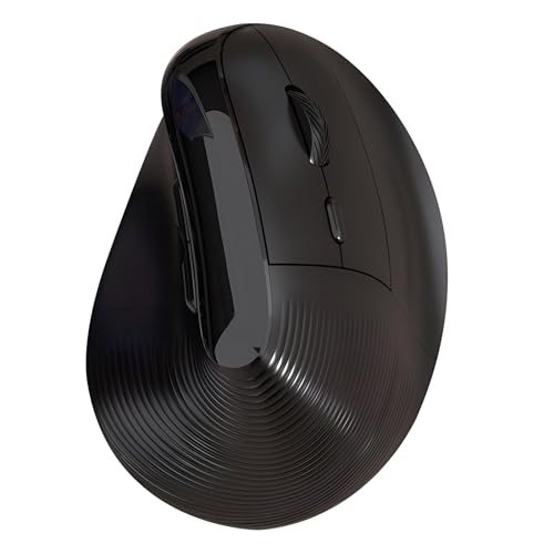 Lancoon Kabellose Gaming Maus mit Vertikalen 6 Programmierbaren Tasten 2.4G Dual-Mode 5 Einstellbare DPI Wiederaufladbar Leiser klick Ergonomisches Design für PC Laptop Büro (Schwarz) von Lancoon