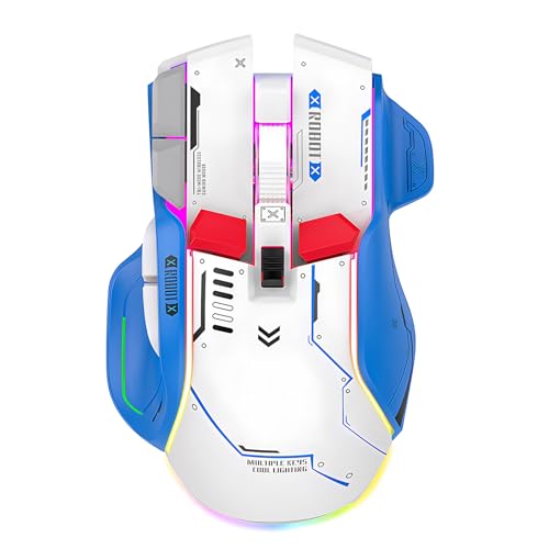 Lancoon Kabellose Maus mit Wiederaufladbarem Dreifach-Modus Gaming 5 Einstellbaren DPI 2.4G Drahtlos Leise Blendendes Licht für PC Computer Laptop Arbeiten Büro (Weiß) von Lancoon