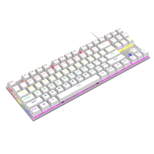Lancoon Mechanische Tastatur mit Abgehängten Tastenkappen Kabelgebundene Gaming 87 Tasten Kompakte LED Backlit Multimedia Funktion Ergonomisches Design für PC Gaming Arbeiten Computer (Weiß) von Lancoon