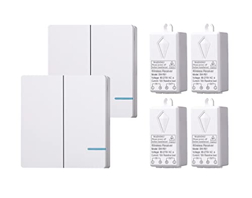 Lancoon Remote Lichtschalter Und Empfänger Kit, Keine Verkabelung, Kein Wi-Fi Lange Reichweite Wasserdicht Programmierbar Erweiterbar Für Innen AußEnleuchten KleinGerät von Lancoon