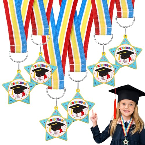 Landical 6 Stück Kindergarten-Abschlussmedaillen für Kinder, Großpackung mit Regenbogen-Halsband, Vorschulabschluss, Auszeichnung, Medaillen für Studenten, Abschlussgeschenke, Party-Dekorationen Landical 6 Stück Kindergarten-Abschlussmedaillen für Kinder, Großpackung mit Regenbogen-Halsband, Vorschulabschluss, Auszeichnung, Medaillen für Studenten, Abschlussgeschenke, Party-Dekorationen von Landical