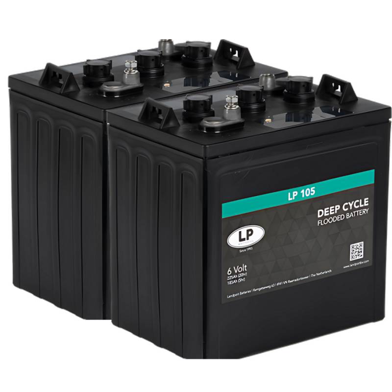 2x Traktionsbatterie Landport LP 105 6V 225Ah Deep Cycle (12V) von Landport