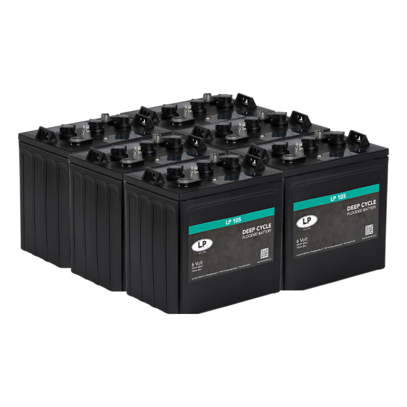 6x Traktionsbatterie Landport LP 105 6V 225Ah Deep Cycle (36V) von Landport