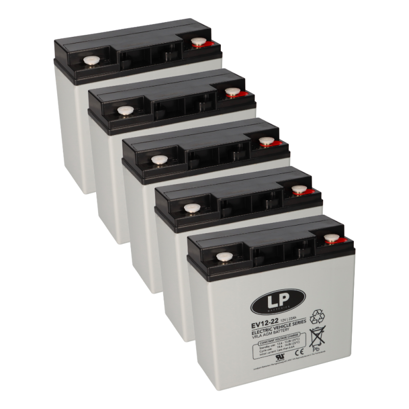 Akkusatz 5x 12V 22Ah kompatibel zu 6 DZM 20 60V 20Ah VRLA EV12022 T12 M5 Akkusatz 5x 12V 22Ah kompatibel zu 6 DZM 20 60V 20Ah VRLA EV12022 T12 M5 von Landport