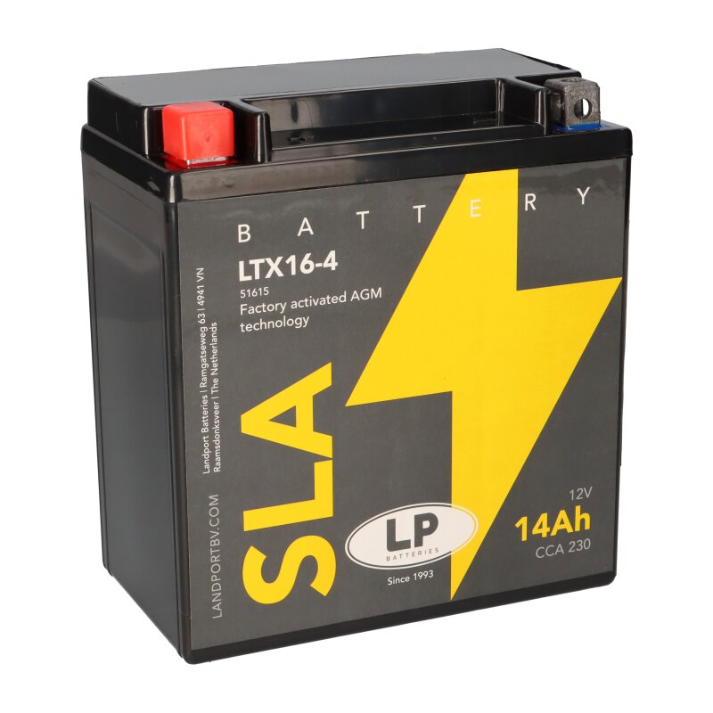 Batterie AGM SLA 12V 14Ah für Motorrad Startbatterie MS LTX16-4 von Landport