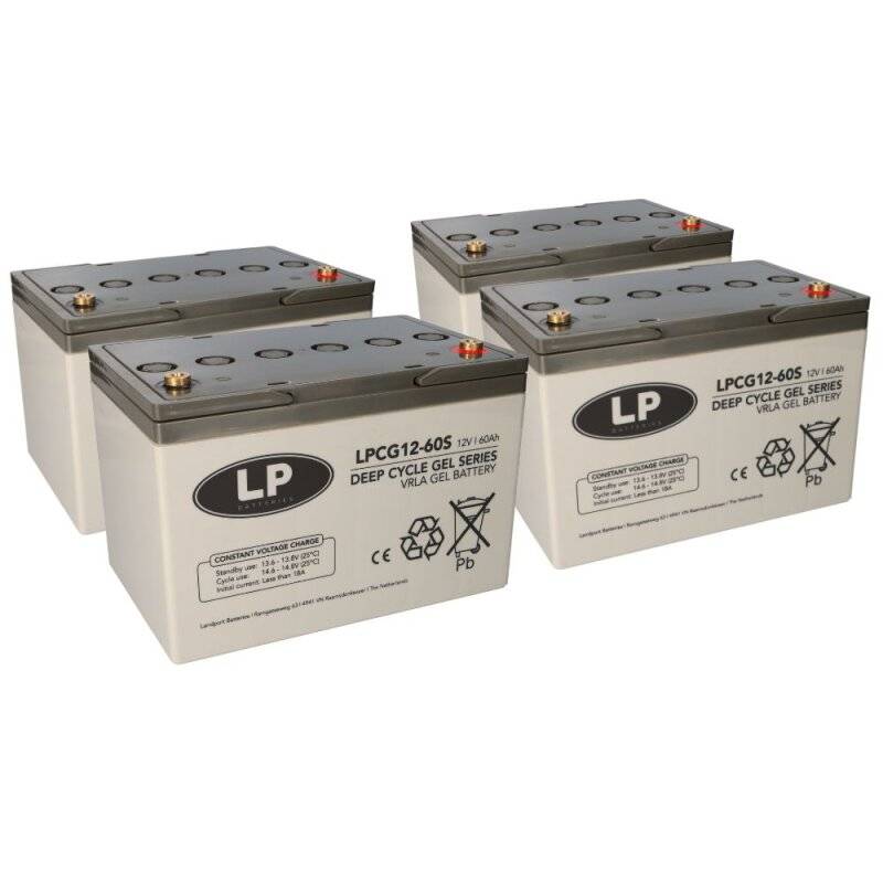 Bleigel Akku 4x 12V 60Ah kompatibel zu Rollstuhl E-Mobil Seniorenmobil u.a. von Landport