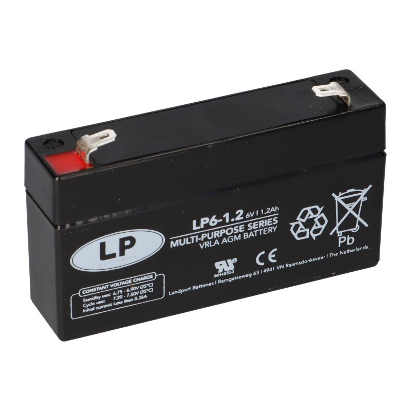 Landport Blei Akku LP6-1,2 6V 1,2Ah AGM T1 wartungsfrei Landport Blei Akku LP6-1,2 6V 1,2Ah AGM T1 wartungsfrei von Landport