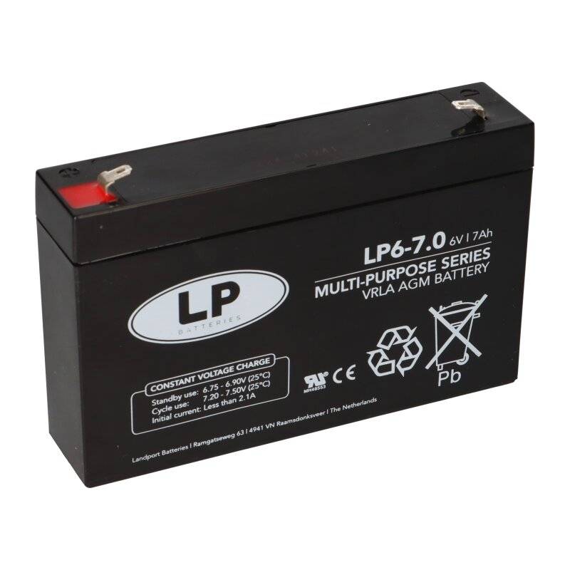 Landport Blei Akku LP6-7,0 6V 7Ah AGM T1 wartungsfrei von Landport