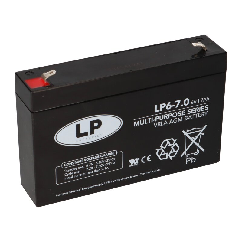 Landport Blei Akku LP6-7,0 6V 7Ah AGM T1 wartungsfrei Landport Blei Akku LP6-7,0 6V 7Ah AGM T1 wartungsfrei von Landport