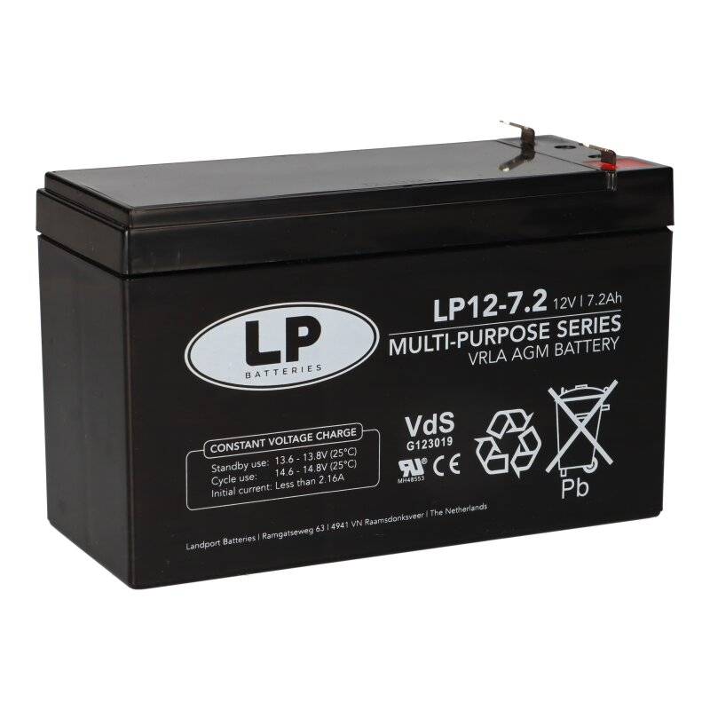 Landport Bleiakku 12V 7,2Ah AGM Batterie NSA LP12-7,2 T1 VDS von Landport