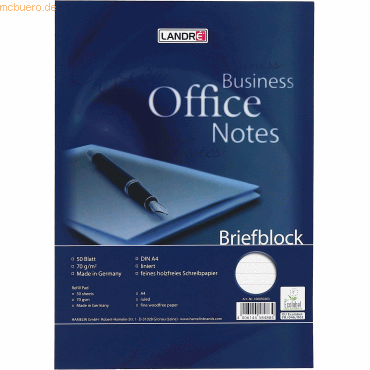 10 x Landre Briefblock Office A4 50 Blatt 70 g/qm liniert von Landre