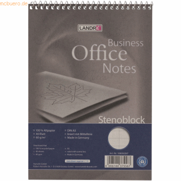 Landre Stenoblock A5 40 Blatt liniert Landre Stenoblock A5 40 Blatt liniert von Landre