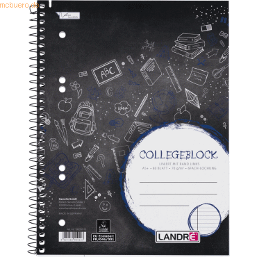 5 x Landre Collegeblock College A5+ 80 Blatt 70 g/qm 6-fach gelocht li 5 x Landre Collegeblock College A5+ 80 Blatt 70 g/qm 6-fach gelocht li von Landre