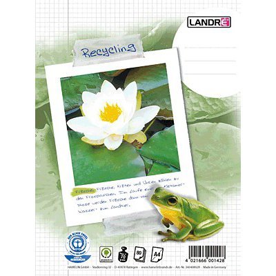 Collegeblock Recycling, kariert mit Rand, A4, 80 Blatt, 60 g/qm von Landré