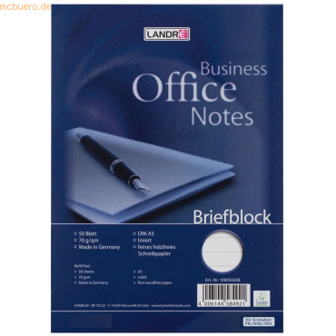 Landre Briefblock A5 50 Blatt liniert 70g/qm holzfrei weiß von Landre