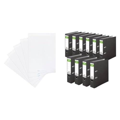 Landré Flipchart Papier & Original DINOR Ordner-Wolkenmarmor-Recycling - Made in Germany. 10er Pack 8 cm breit DIN A4 schwarz Aktenordner Briefordner Büroordner Pappordner Schlitzordner von LANDRÉ