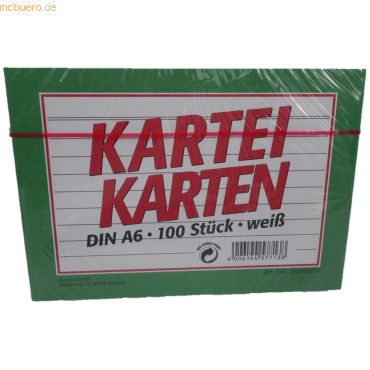 Landre Karteikarten A6 liniert weiß VE=100 Stück Landre Karteikarten A6 liniert weiß VE=100 Stück von Landre