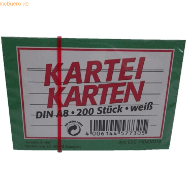 Landre Karteikarten A8 liniert weiß VE=200 Stück Landre Karteikarten A8 liniert weiß VE=200 Stück von Landre