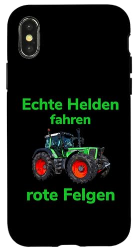 Hülle für iPhone X/XS Traktor Landwirt Trecker Echte Helden fahren rote Felgen von Landwirt T-Shirts und Bekleidung Bauer nordishland