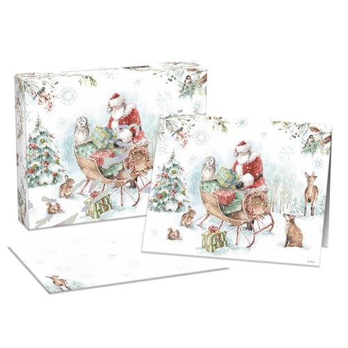 LANG Magical Holiday Weihnachtskarten in Box, 18 Pop-Up-Weihnachtskarten mit Umschlägen, Leinengeprägtes Papier, Glitzerverzierung (1004865) von Lang
