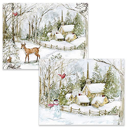 LANG Weihnachtskarten, verschneite Szene, sortiert (1008123) von Lang