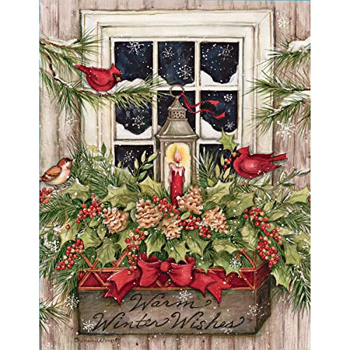 Lang 1004688 – "Window Box Snow, Weihnachtskarten, Artwork von Susan Winget – 18 Karten, 19 Umschläge – 13,7 x 17,5 cm von Lang