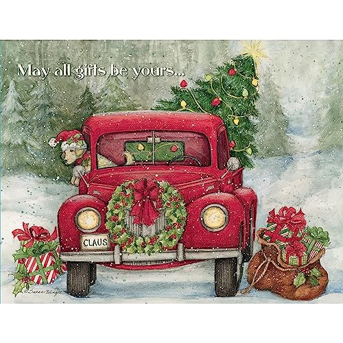 Weihnachtskarte mit Weihnachtsmann-Truck von Lang